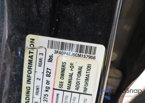 2012 Ford Fiesta Se from USA, damaged, VIN 3FADP4EJ5CM157956